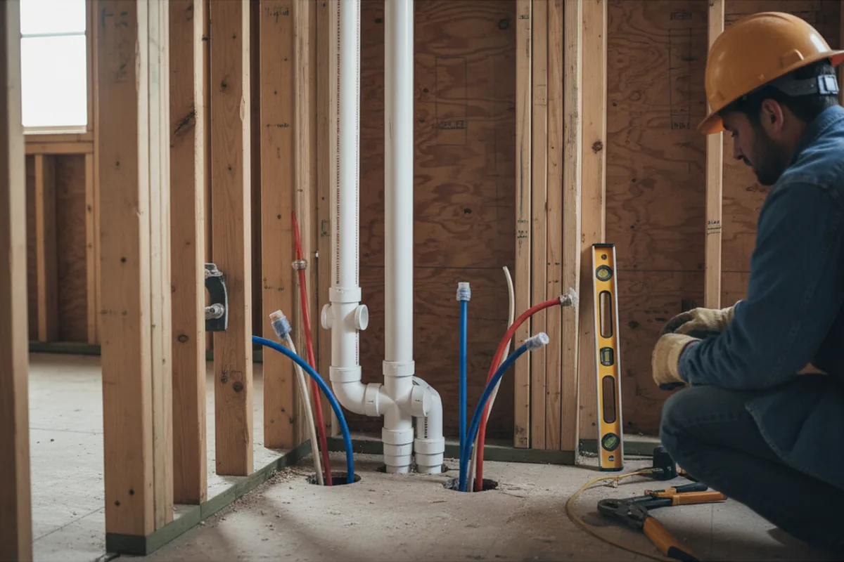 Drain and supply rough-in during Leak Detection in East Point